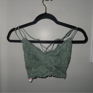 Lace Cropped Top in Sage Green
